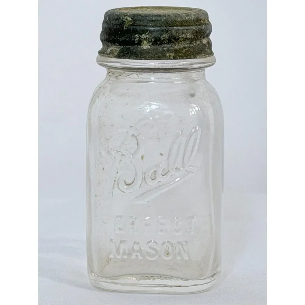 Miniature Ball Perfect Mason Jar Salesman Sample Zinc Lid 2.75” Square #7